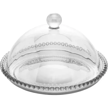 Queijeira De Vidro Com Tampa Cristal Porta Queijo Redonda