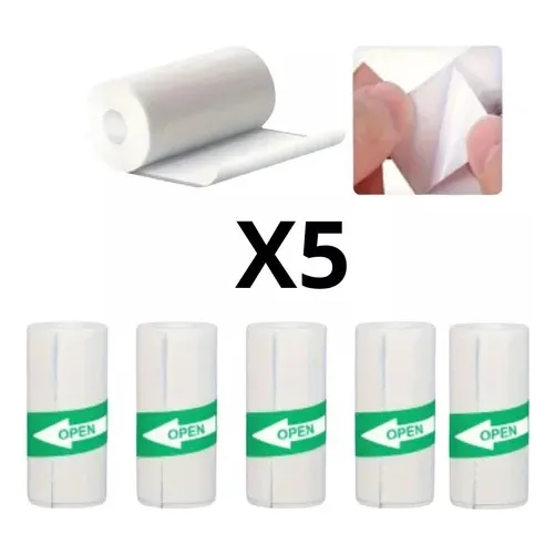 5 Rollos De Papel Térmico Autoadhesivo Mini Impresora X5