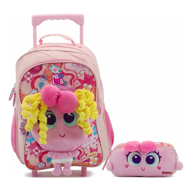 Mochila Con Rueditas, Lapicera Con Adorno De Ksi-merito De Peluche Distroller Para Niña Preescolar
