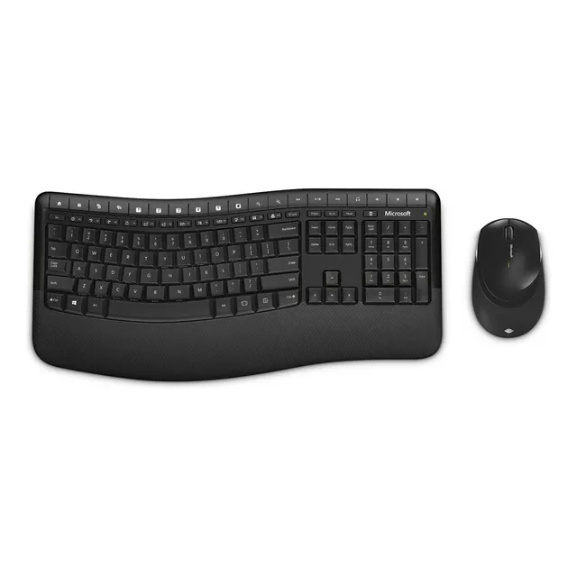 Kit de teclado y mouse inalámbrico Microsoft Wireless Comfort Desktop 5050 Español de color negro