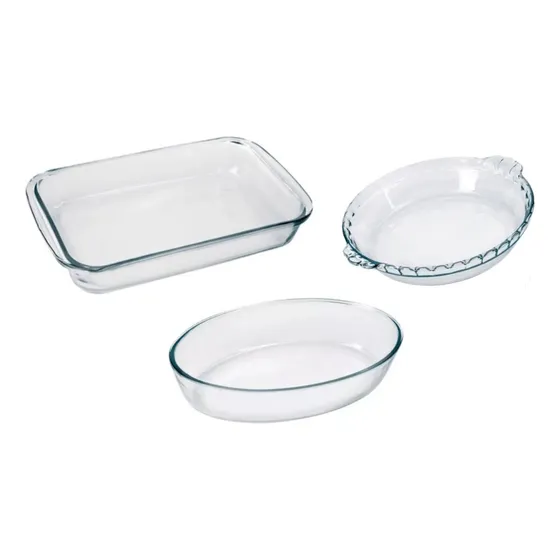 Juego Asaderas Vidrio Templado Marinex 3 Piezas Para Horno