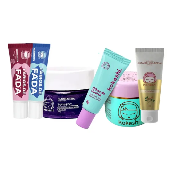 Kit Renovadores Porcelana Niacinamida Gota Colágeno Kokeshi