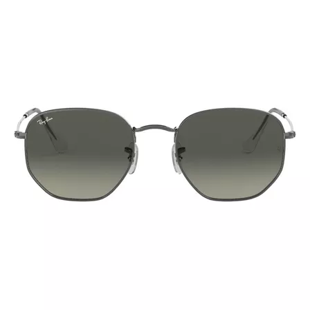 Gafas de sol Ray-Ban Round Hexagonal Flat Lenses Extra large con marco de acero color polished gunmetal, lente grey de cristal degradada, varilla polished gunmetal de acero - RB3548N