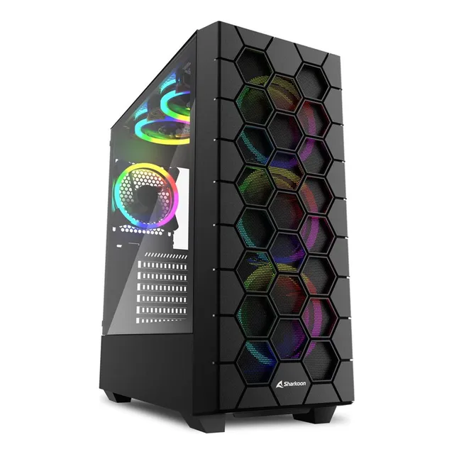 Gabinete Gamer Pro Sharkoon Hex 6 Fanes Rgb Rejilla Y Vidrio