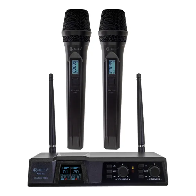 Microfono Inalambrio Doble Marca Krieg Kdc-500 (nuevo Modelo