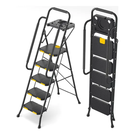 Escalera De 5 Escalones Con Plataforma De Herramientas, Tabu