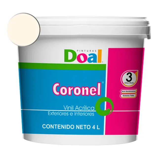 Galon Pintura Vinílica Lavable Doal Coronel Exteriores E Int Color Perla