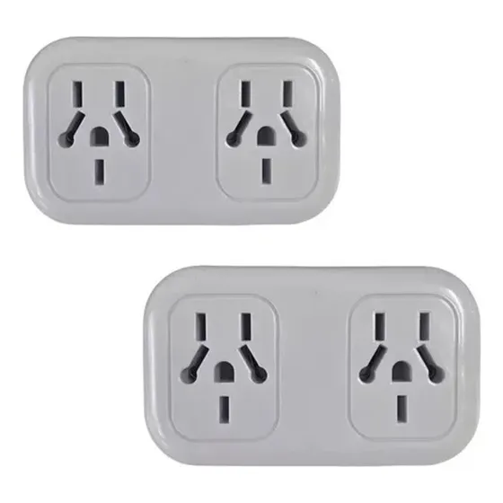 Set X2 Enchufe Adaptador Doble Toma Multitoma Redondas