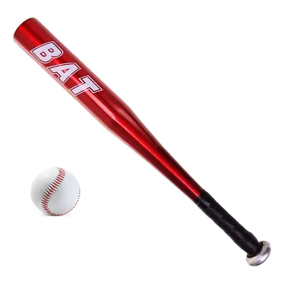 Bate De Aluminio Baseball 50cm Con Pelota Mundo Cla Df22 Color Roj