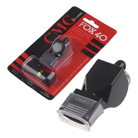 Apito Profissional Fox 40 Classic Cordão Preto Som Potente Esporte Juiz Árbitro Alta Durabilidade Patenteado Compacto Leve Resistência Grip Boca Grip Fácil Segurar Pret 115 Decibeis Neoxtek