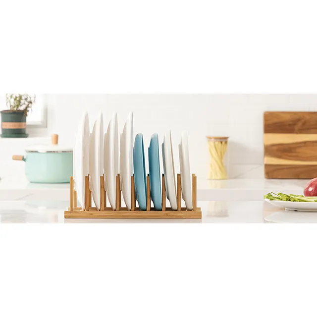 Organizador De Bambú Para Platos, Libros, Estacion De Carga