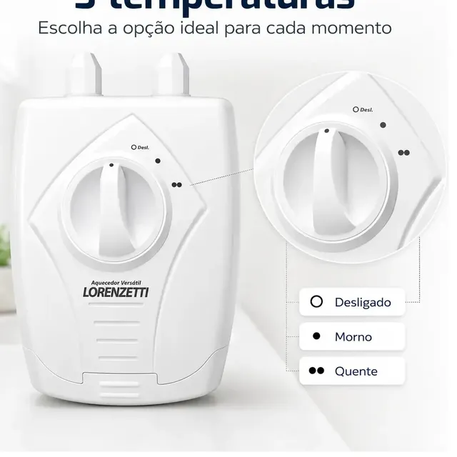 Aquecedor Elétrico De Água Lorenzetti Versátil 3 Temperaturas Branco 5500W