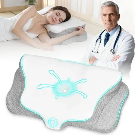 Ravesseiro Ortopédico Cervical Espuma Viscoelástica Cinza Branco