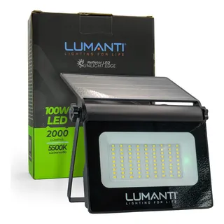 Refletor Led Solar 100w Lumanti 5500k Solar Preto Branco-frio