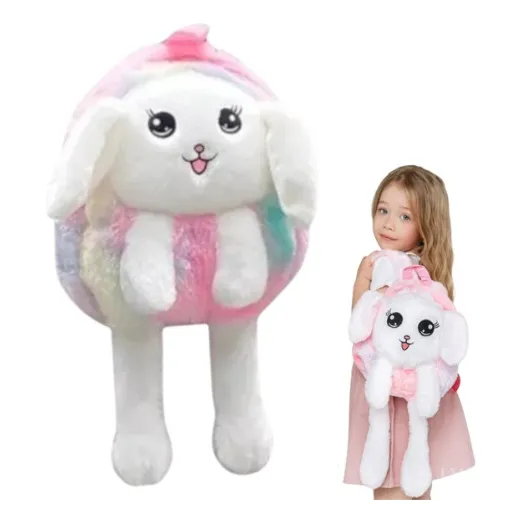 Mochila Infantil Pelúcia Coelho / Unicórnio Led Mexe Orelha
