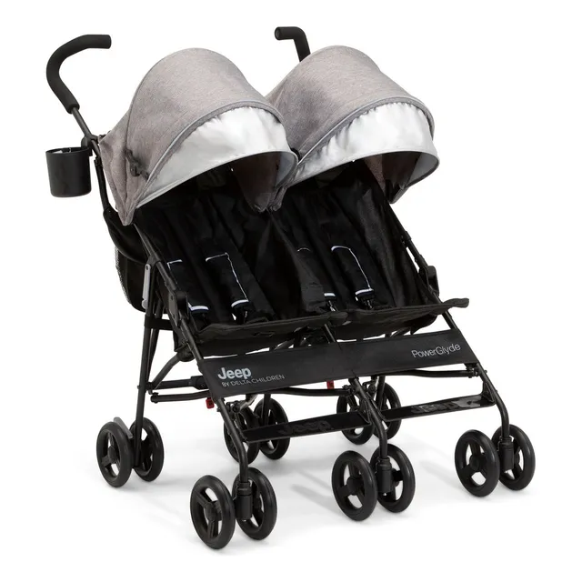 Carriola Doble Para Bebe Posiciones Jeep Side By Side Color Gris Chasis Negro