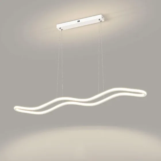 Lustre Pendente Ondulado Minimalista Led 3 Em 1 Com Controle Estrutura Branco 127/220V
