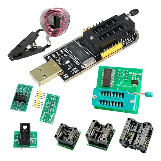 Programador HEMMEL USB CH341A EEPROM BIOS Memorias Kit Completo