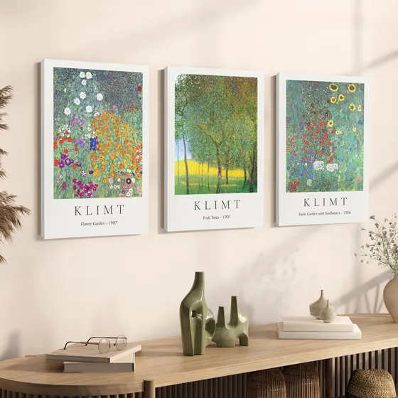 Set X3 Cuadros Art Van Gogh Monet Klimt - 30x45 - Canvas B