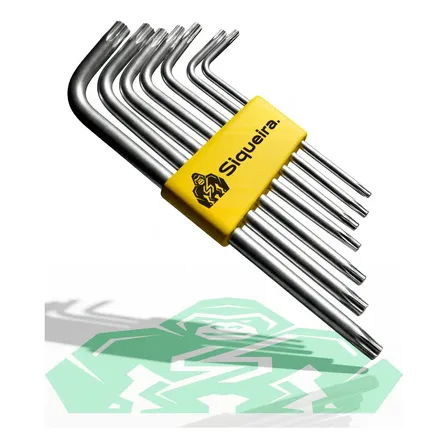 Kit Jogo De Chave Torx 7 Peças Tipo L T10 A T40 Profissional Prateado S Siqueira