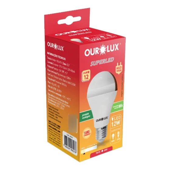 Kit 10 Lâmpadas Led Bulbo A60 12w 3000k Luz Amarela Ourolux