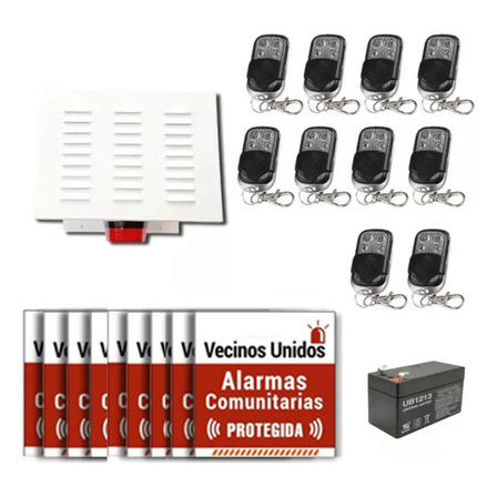 Alarma Comunitaria 20w 120db + Bateria + 10 Controles Alarma Comunitaria 20w 120db + Bateria + 10 Controles