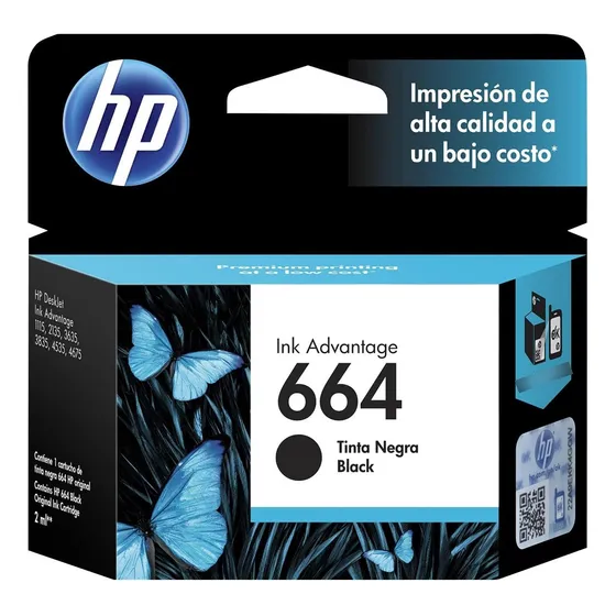 Cartucho Original De Tinta Negra Hp 664  (f6v29al)