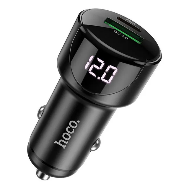 Cargador De Auto Qc3.0 18w + Pd 20w Con Led Digital Hoco