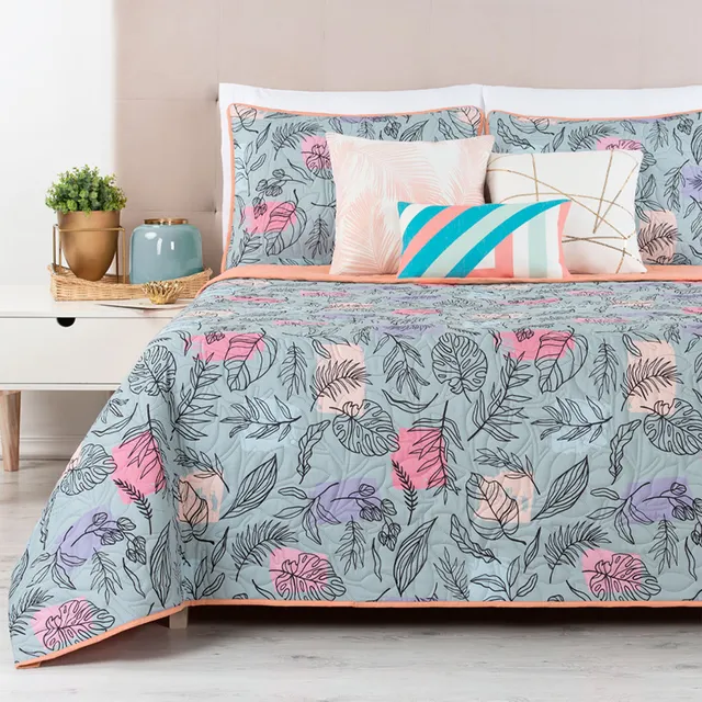 Edredón Ligero Doble Vista Real Textil + 2 Fundas de Almohada, Juego de Colcha King Size, Color Jaspe