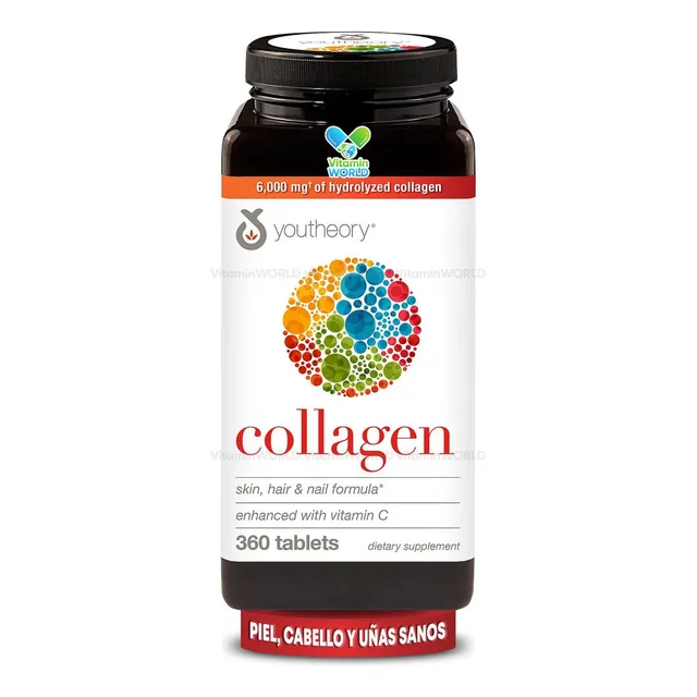 Youtheory Colageno Con Biotina + Vitamina C 360 Tabletas Sabor Sin Sabor