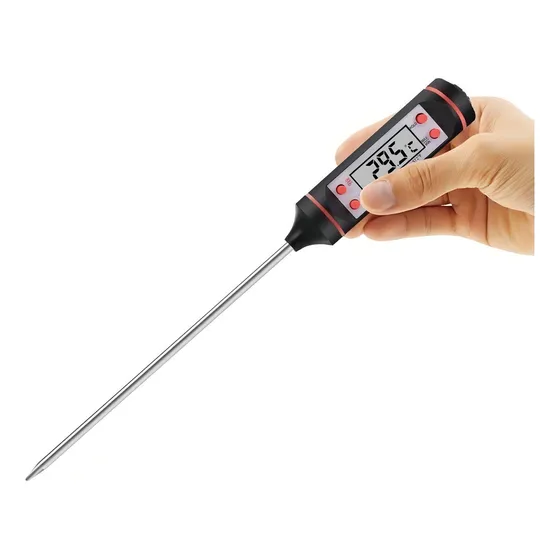 Termometro Digital Lcd Pincha Carne -50° A 300° - 4 Botones Color Negro