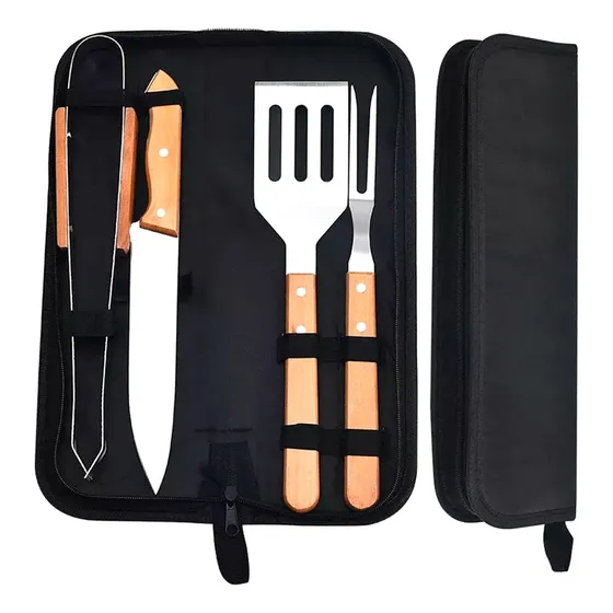 Kit Asado Bbq 4 Piezas Utensilios Cocina My-xqd001