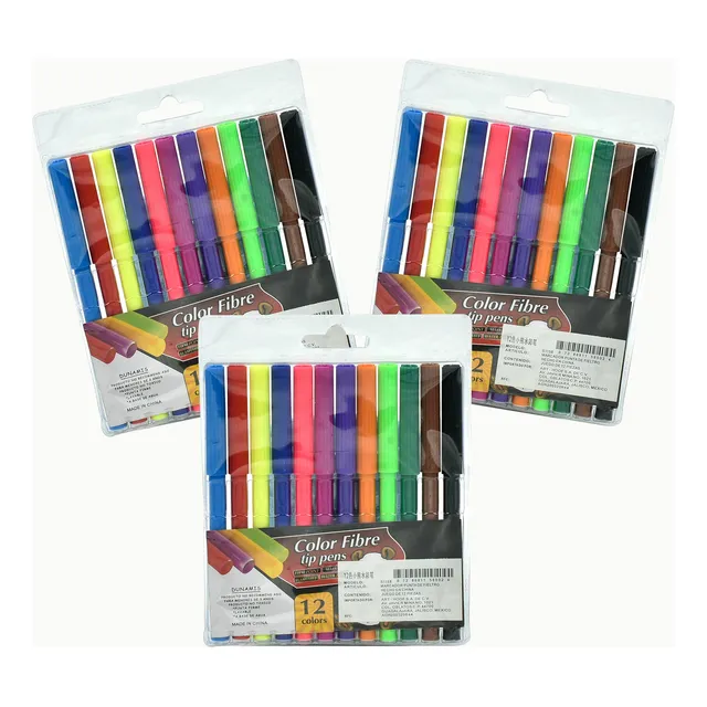3 Pack De 12 Plumones, No Tóxicos Lavables, Plumón Económico