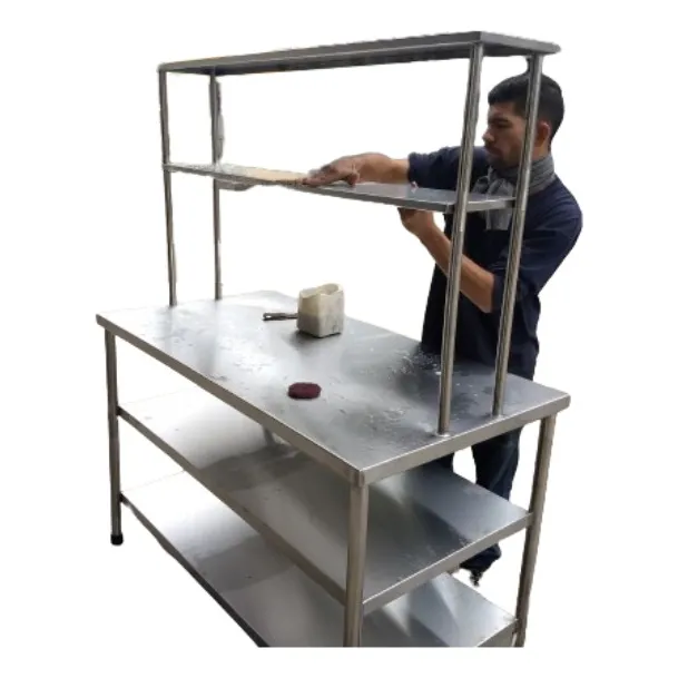Mesa 5 Niveles Con Repisa Central  70x140x170 Cm Myc Inox