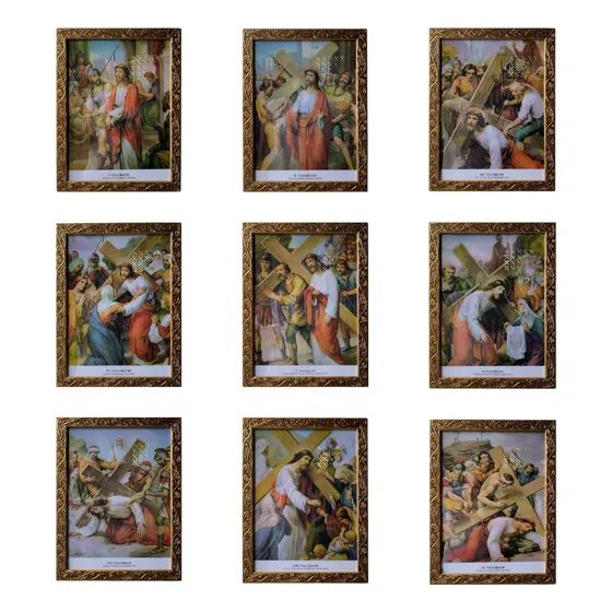 Via Sacra Conjunto De Quadros 15 Estações 33x43cm
