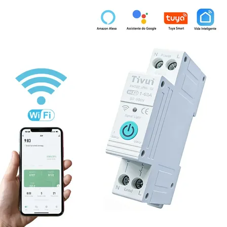 Disjuntor Inteligente Wifi Tuya 110/220v 63a Automação Google Home Alexa Com Conexão Zigbee,monitoramento De Energia Contra Sobrecorrente E Fuga De Corrente, Controle Remoto Timer E Sistema De Pré-pag