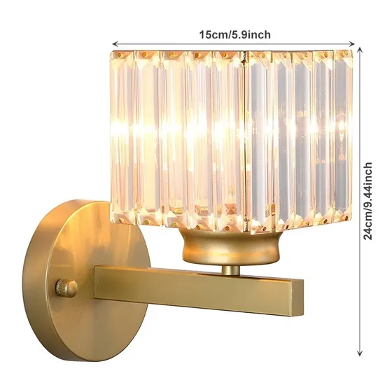 Lámpara De Pared De Interior Cristal Decorativa Moderna Estructura Cuadrado Dorado