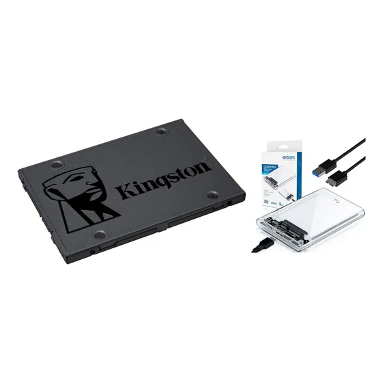 Hd Externo - Ssd Kingston A400 480gb + Case Usb 3.0 Sata 3 Cor Cinza