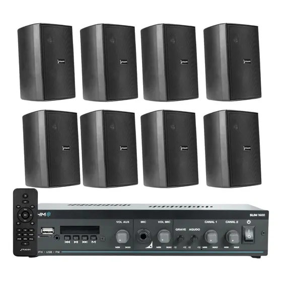Frahm Slim 1600 com 8 caixas Ps200 som ambiente