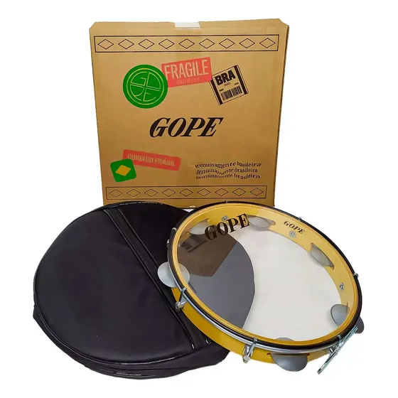 Pandeiro Profissional Gope 12 Polegadas Com Capa Acolchoada 