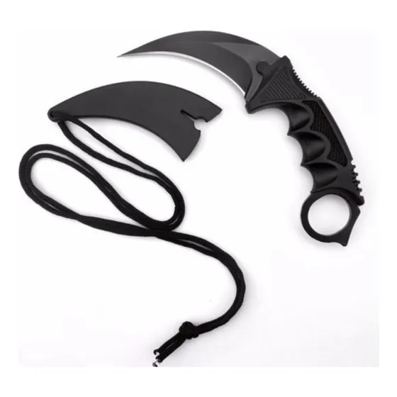 Daga Karambit, cuchillo de combate, defensa personal, cuello en la jungla, color negro