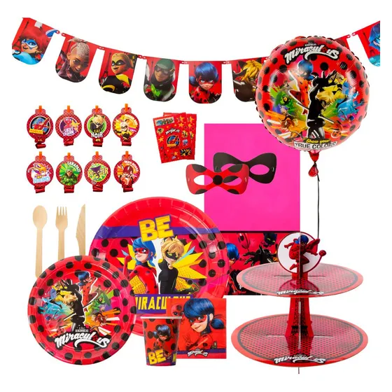 Adorno Para Fiesta De Cumpleaños Miraculous Ladybug 126 Pzs.