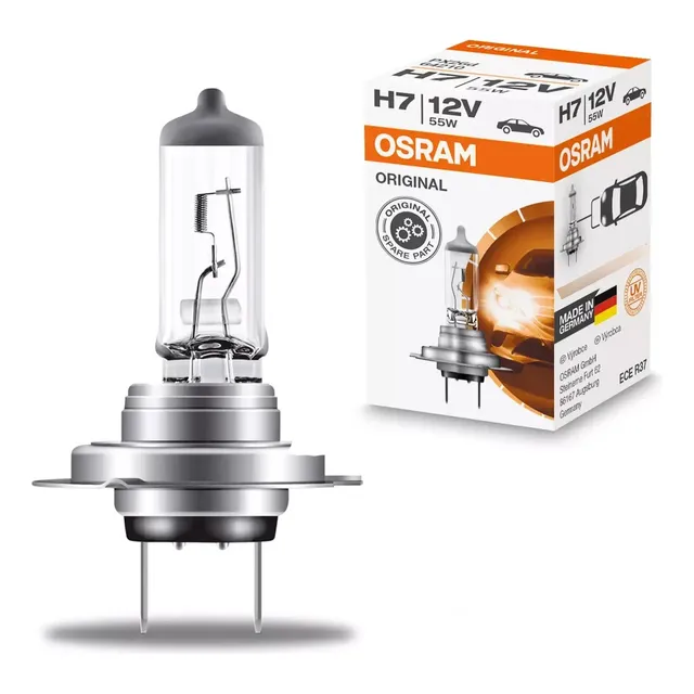 Lámpara H7 Osram Original 12v 55w Uv Auto Bilux Halogena