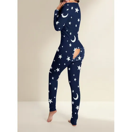 Pijama De Navidad Para Mujer, Pijama Con Abertura Trasera