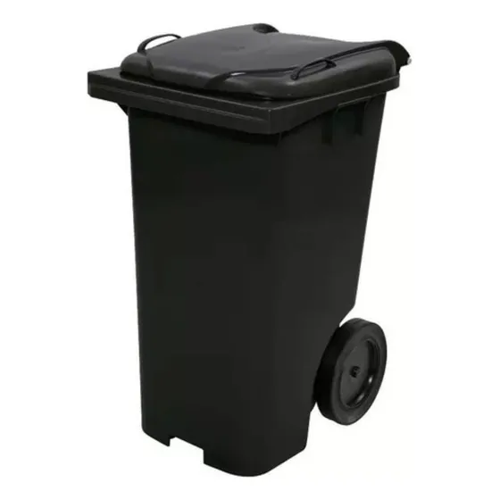 Lixeira Conteiner Plástico 240l Sem Pedal Com Rodas Preto