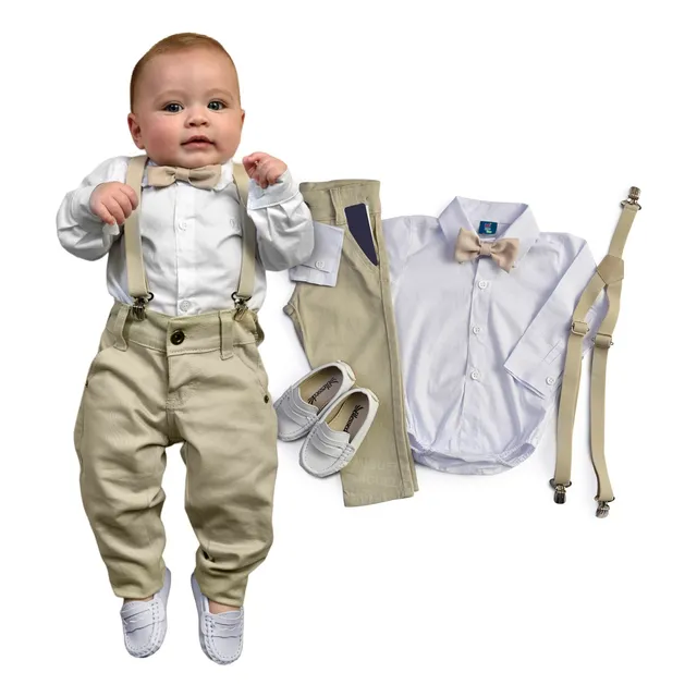 Conjunto Roupa Menino Bebê Batizado Casamento Com Sapato