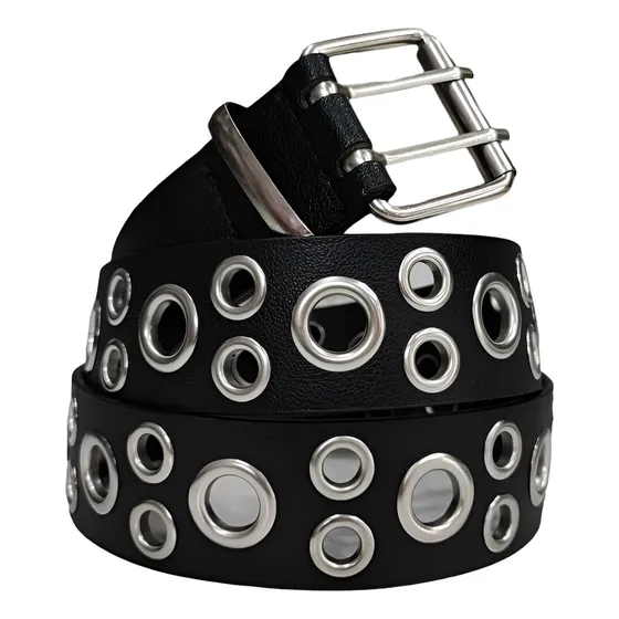 Cinturón Solido Cuero Sintético Con Hojalillos 3.8cm