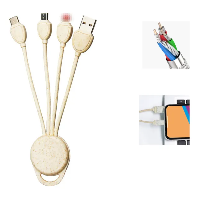 Cabo De Carregador Tipo 4 Em 1 17cm Micro Usb Type C Dados