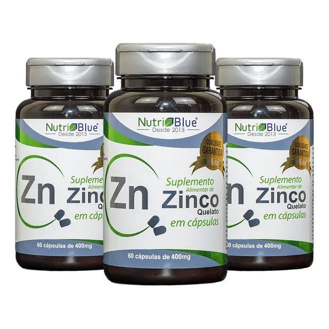 Zinco Quelato 100% Puro Original 180 Caps Imunidade 28mg 3un