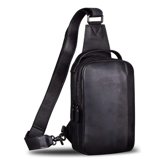 Ivtg Bolso Bandolera De Cuero Genuino Para Hombres Y Mujeres
